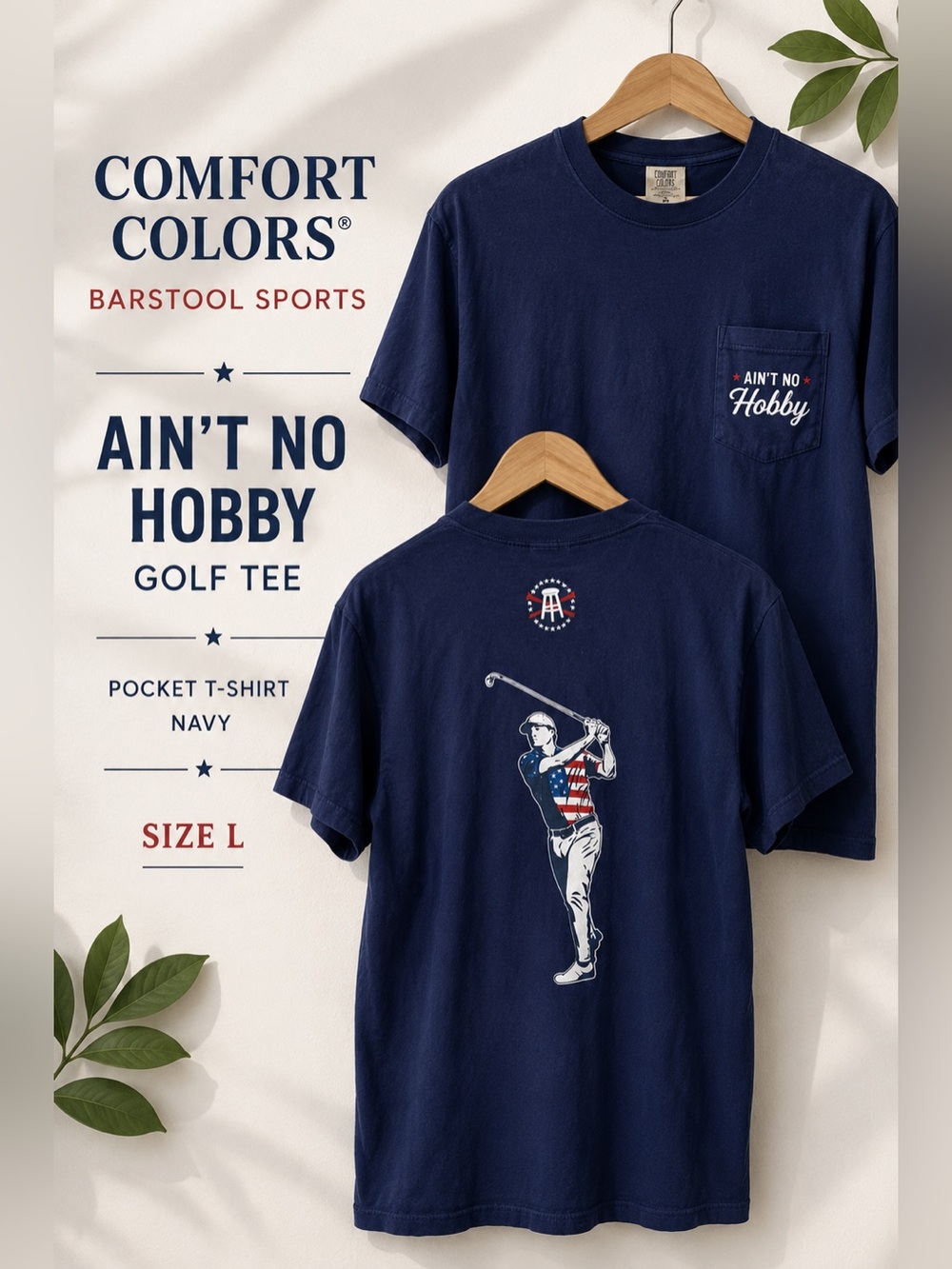 Comfort Colors “Ain’t No Hobby” Navy Pocket T-Shirt Size L